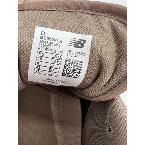 New Balance 550 Suede Mushroom BB550PHA Sneakers Men's Size 8.5 - Picture 3 of 12